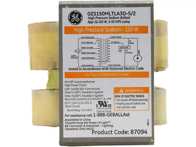 GE 150W High Pressure Sodium Magnetic HID Ballast Kit, Quad-Tap - GES150MLTLA3D-5