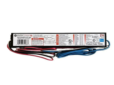 GE UltraMax Electronic Fluorescent Ballast, 2-Lamp, T8/T12, 120-277V, Programmed Start - GE232MAXPN/ULTRA
